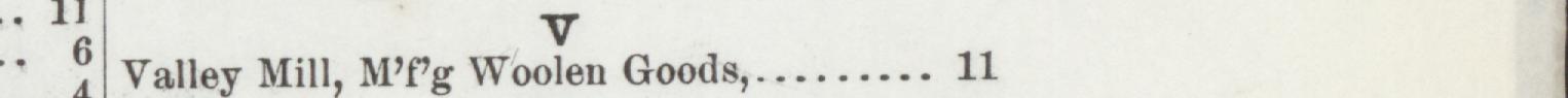 The line reading Valley Mill, Mººg Woolen Goods 11 in the 1892 atlas index
