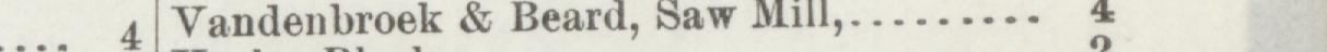 The line reading Vandenbroek & Beard, Saw MIll in the 1893 atlas index