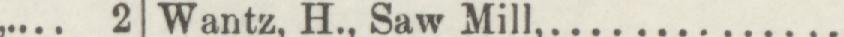 The line reading Wantz. H Saw Mill in the 1886 atlas index