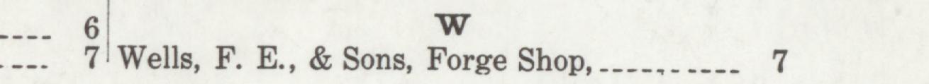 The line reading Wells, E. E., & Sons, Forge Shop in the 1914 atlas index