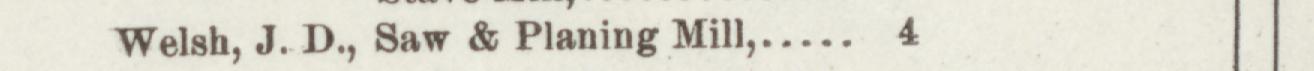 The line reading Welsh, J. D., Saw & Planing Mill in the 1895 atlas index