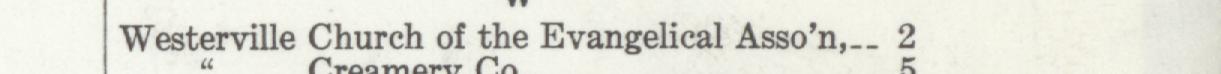 The line reading Westerville Church of the Evangelical Asso'n in the 1933 atlas index