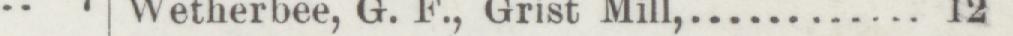 The line reading Wetherbee, G. F., Grist Mill in the 1889 atlas index