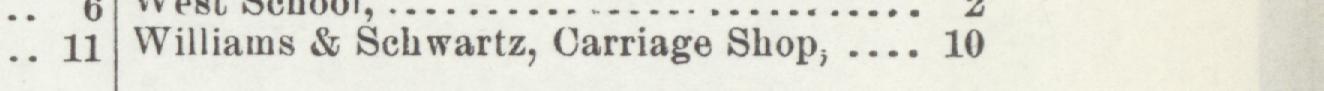 The line reading Williams & Sehwartz, Carriage Shop in the 1902 atlas index