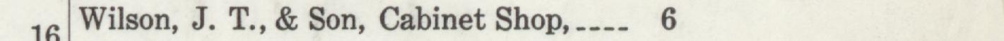 The line reading Wilson, J. T., & Son, Cabinet Shop in the 1914 atlas index