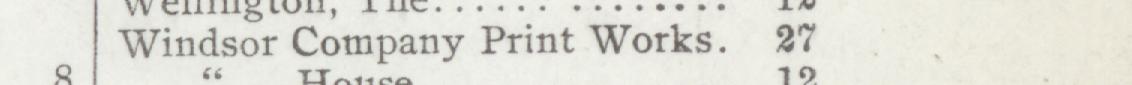 The line reading Windsor Company Print Works in the 1908 atlas index