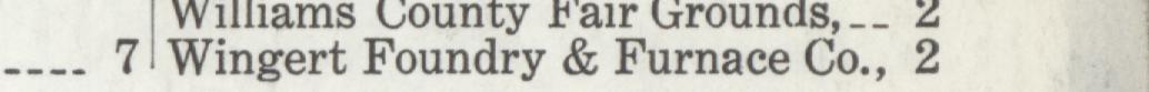 The line reading Wingert Foundry & Furnace Co., 2 in the 1916 atlas index