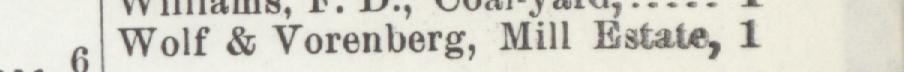 The line reading Wolf & Vorenberg, Mill Estate, 1 in the 1903 atlas index