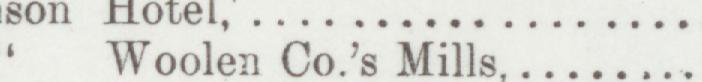 The line reading Woolen Cois Mills in the 1892 atlas index