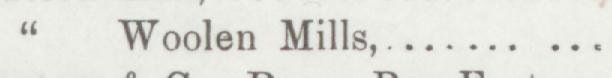 The line reading Woolen Mill in the 1892 atlas index