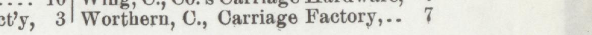 The line reading Worthern, O., Carriage Factory in the 1899 atlas index