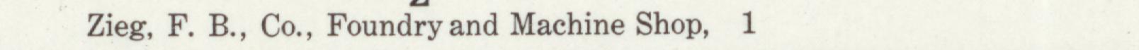The line reading Zieg, F. B., Co., Foundry and Machine Shop in the 1908 atlas index