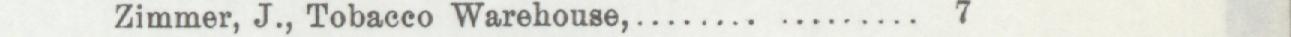 The line reading Zimmer, J., Tobaceo Warehouse in the 1892 atlas index