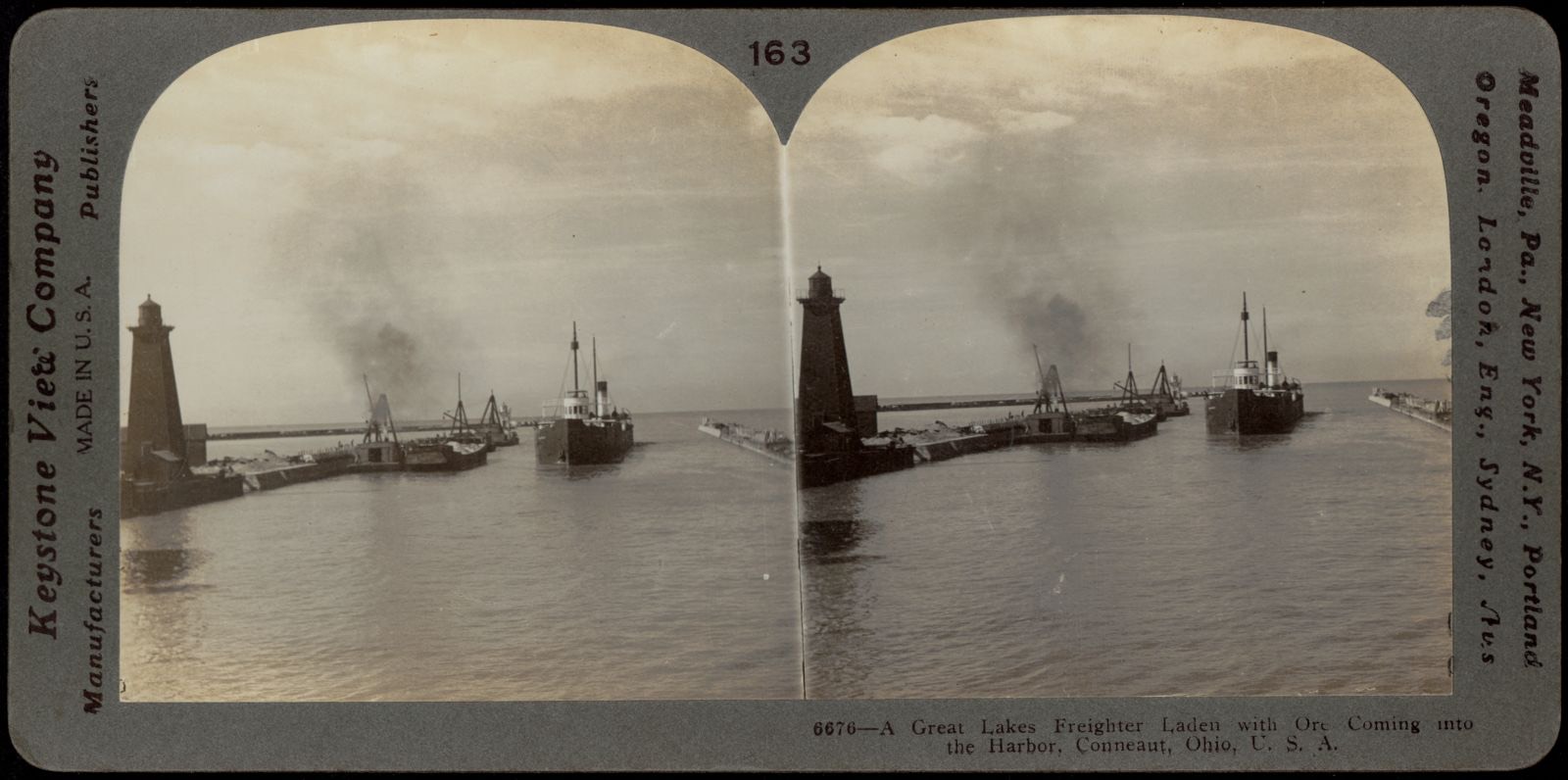 A Great Lakes freighter coming into harbor, Boston Public Library - undated