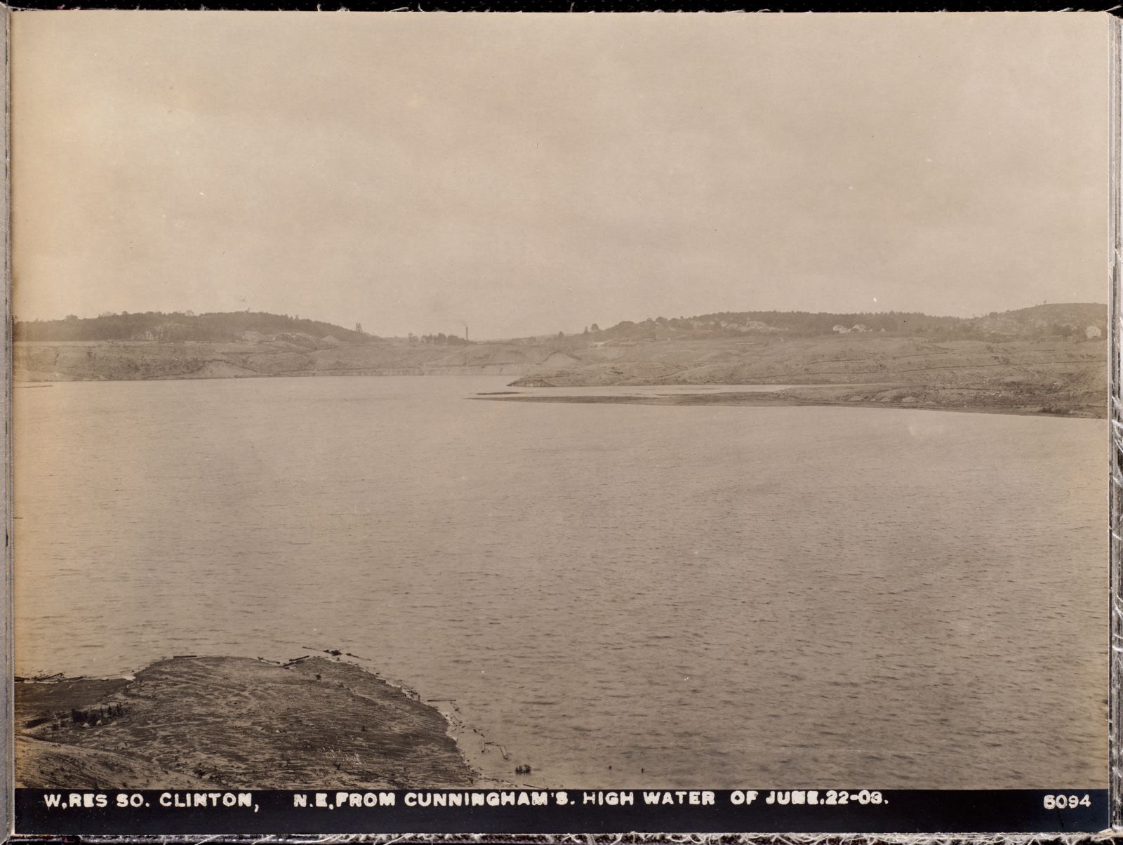 Wachusett Reservoir, high water, northeasterly from Cunningham's, Boylston; Clinton, Mass., Jun. 22, 1903, Massachusetts Archives - undated
