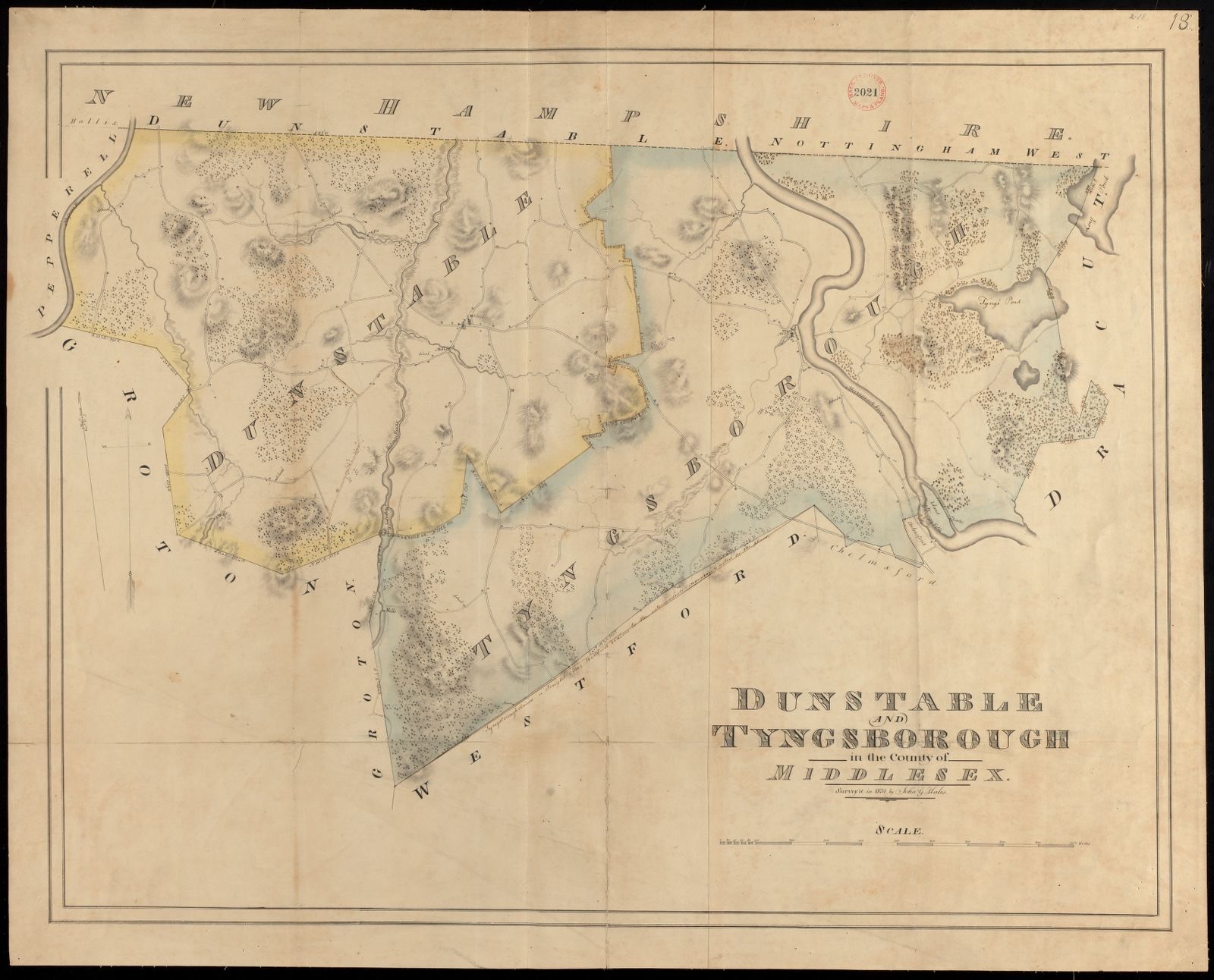Plan of Dunstable and Tyngsborough made by John G. Hales, dated 1831, Massachusetts Archives - undated