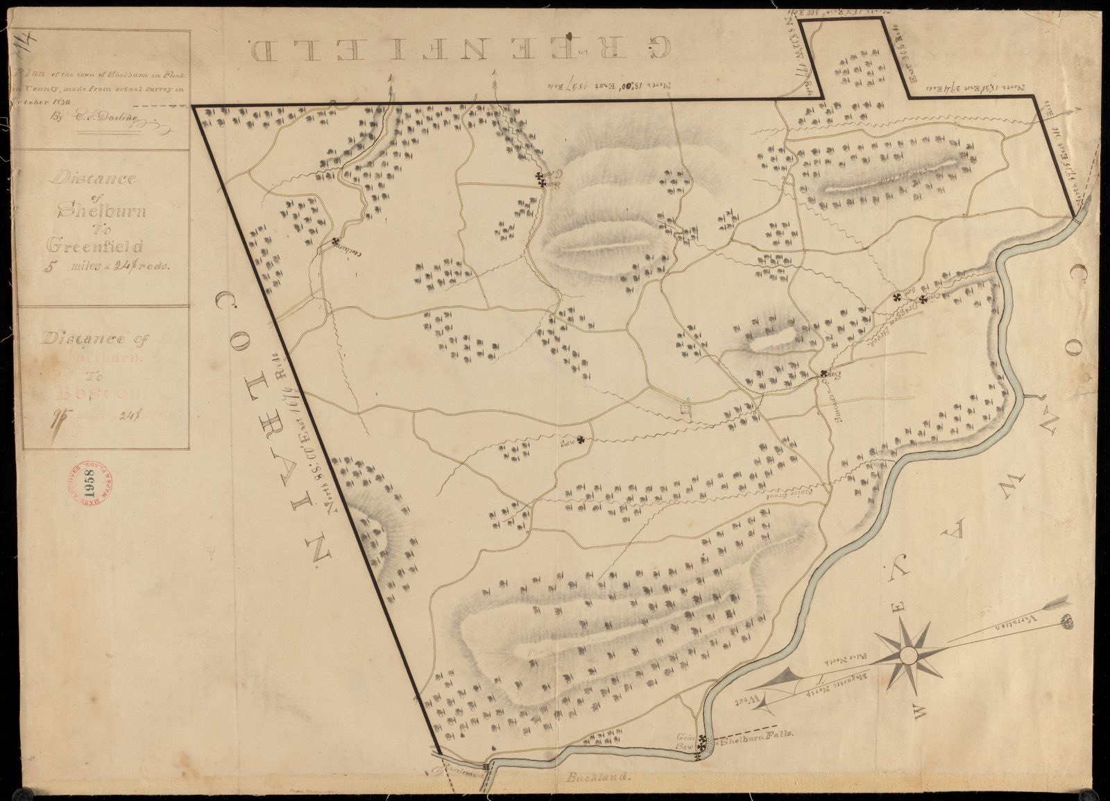 Plan of Shelburne made by E. S. Darling, dated October 1830, Massachusetts Archives - undated
