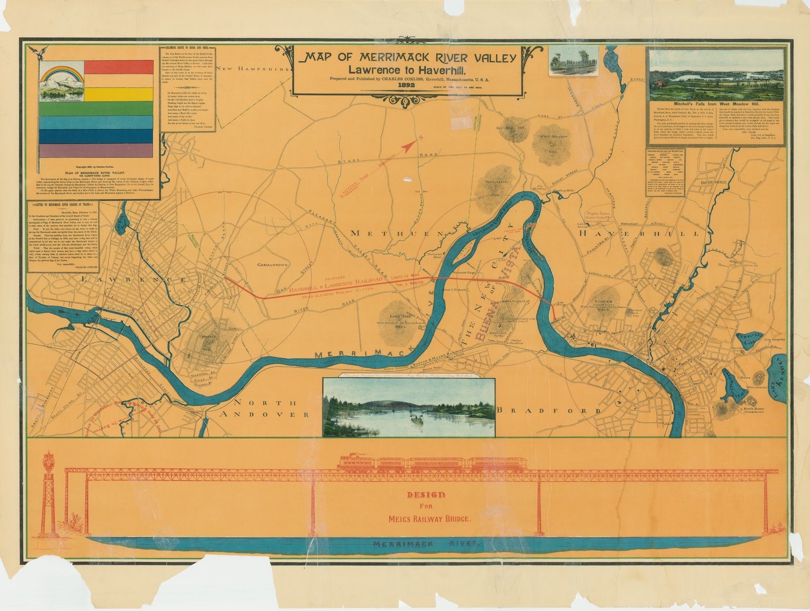 Map of Merrimack River valley Lawrence to Haverhill, Lawrence Public Library - undated