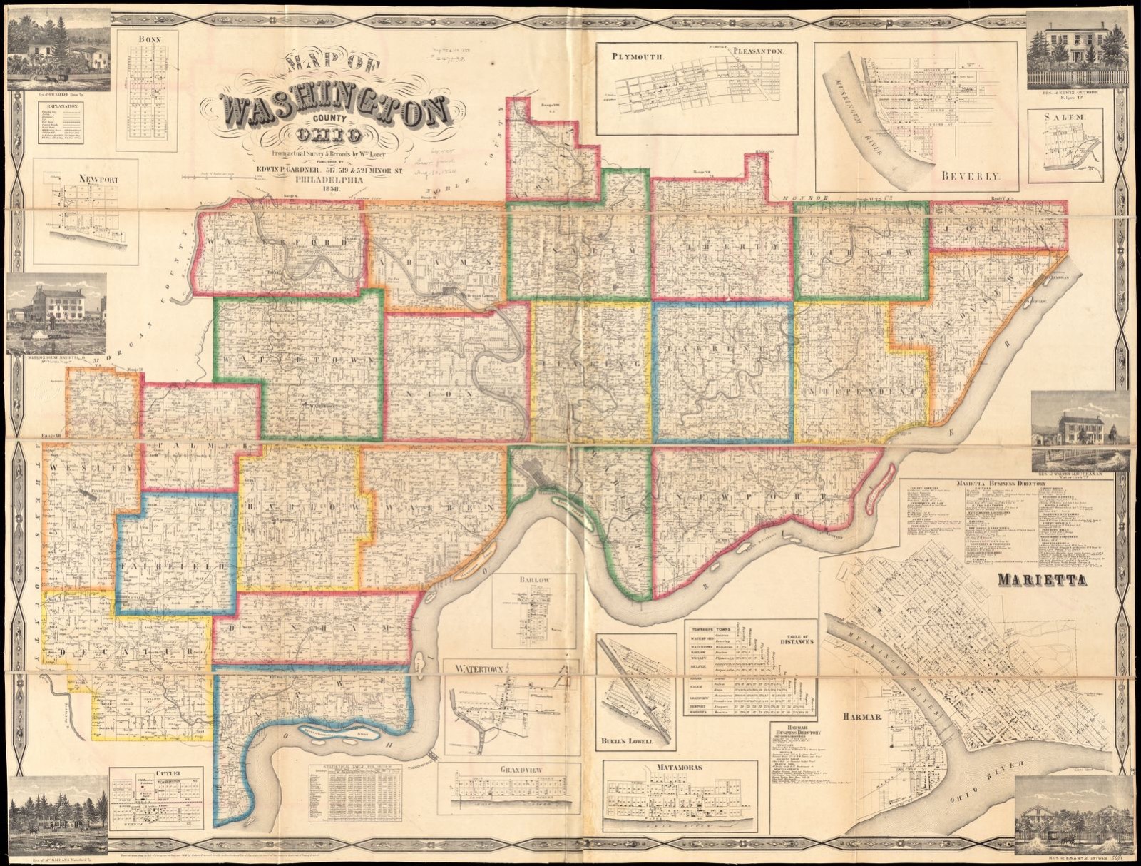 Map of Washington County, Ohio, Boston Public Library - undated
