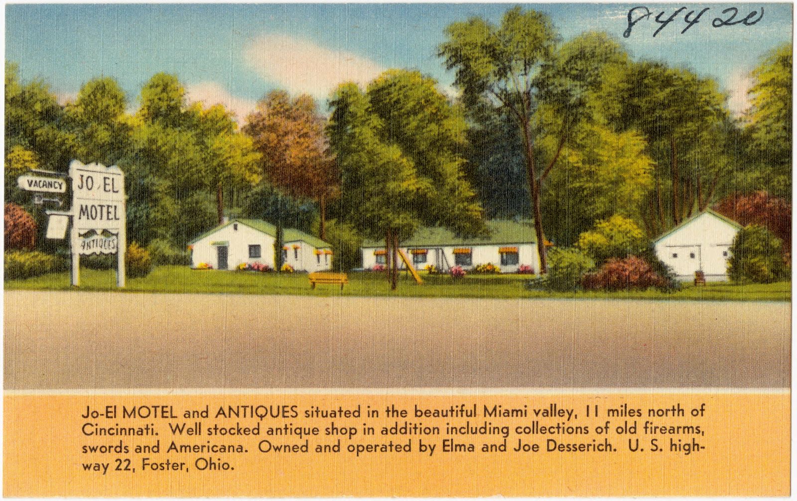 Jo-El Motel and Antiques, U.S. Highway 22, Foster, Ohio, Boston Public Library - undated