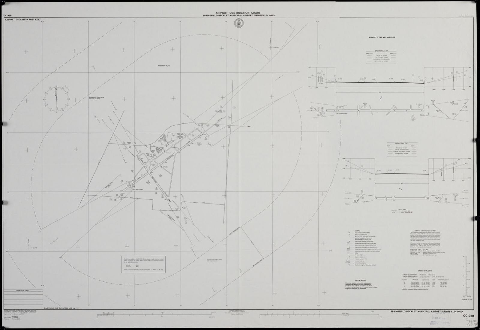 Airport obstruction chart, OC 958, Springfield-Beckley Municipal Airport, Springfield, Ohio, Boston Public Library - undated