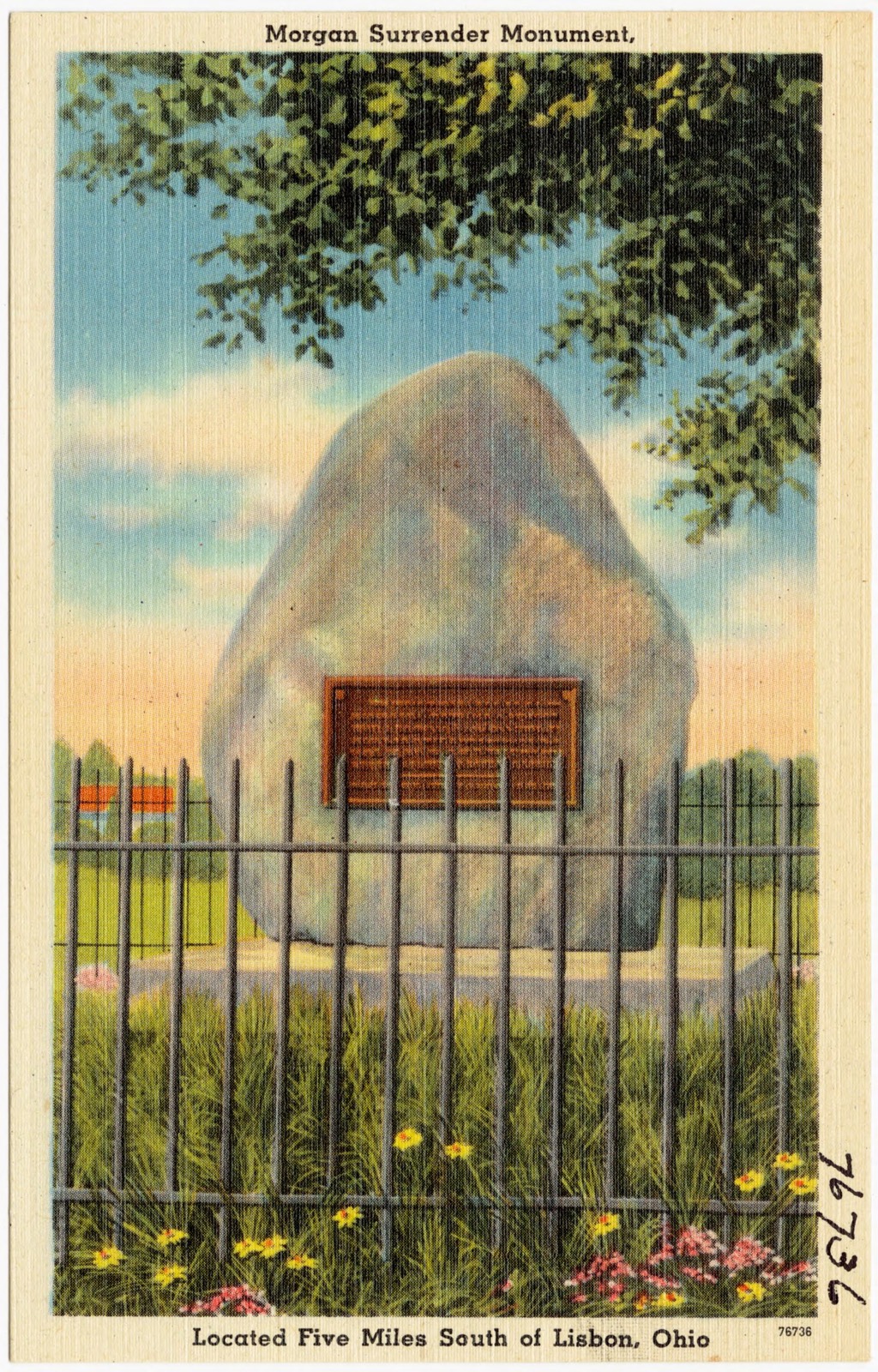 Morgan Surrender Monument, located five miles south of Lisbon, Ohio, Boston Public Library - undated