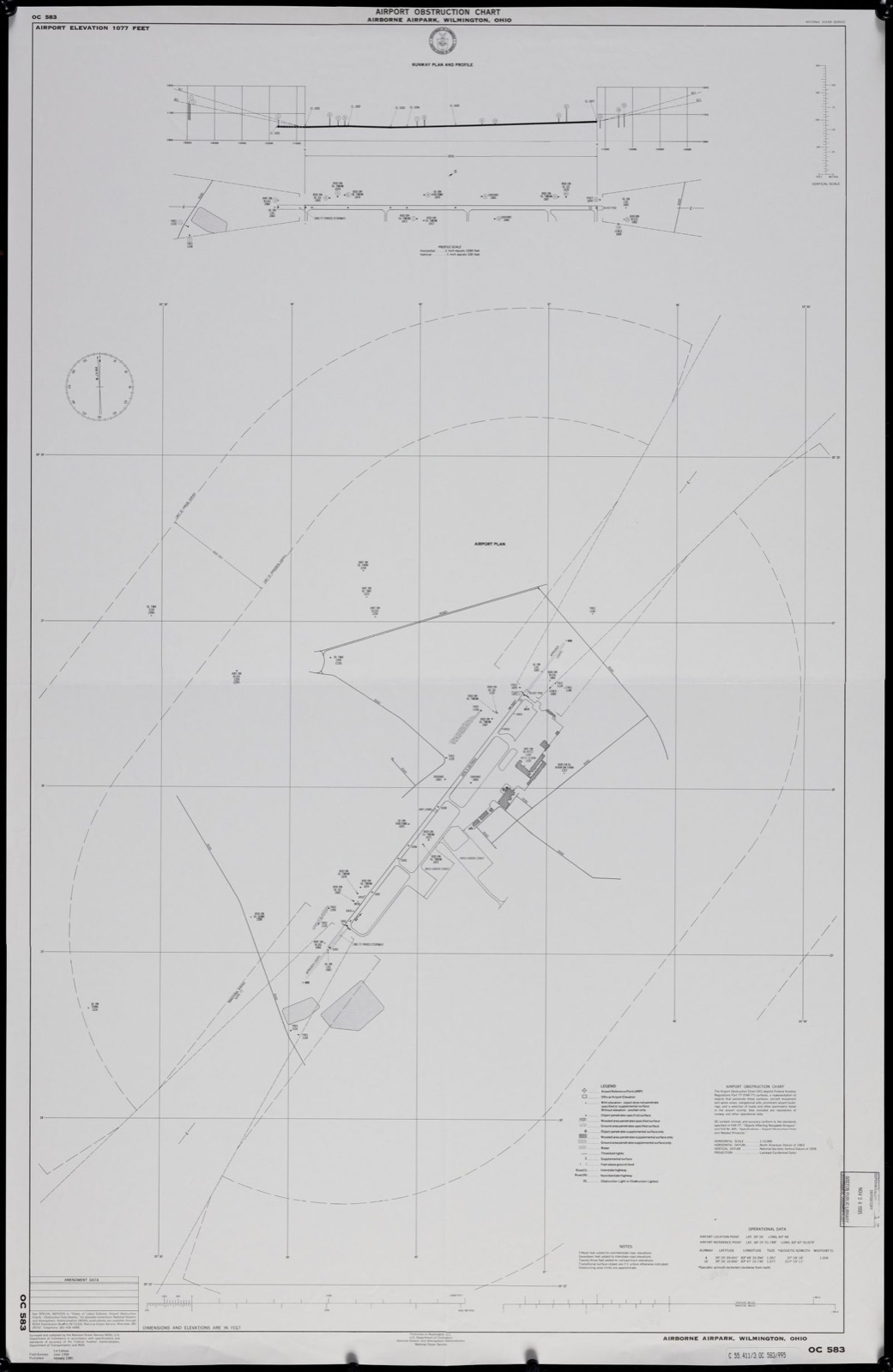 Airport obstruction chart, OC 583, Airborne Airpark, Wilmington, Ohio, Boston Public Library - undated
