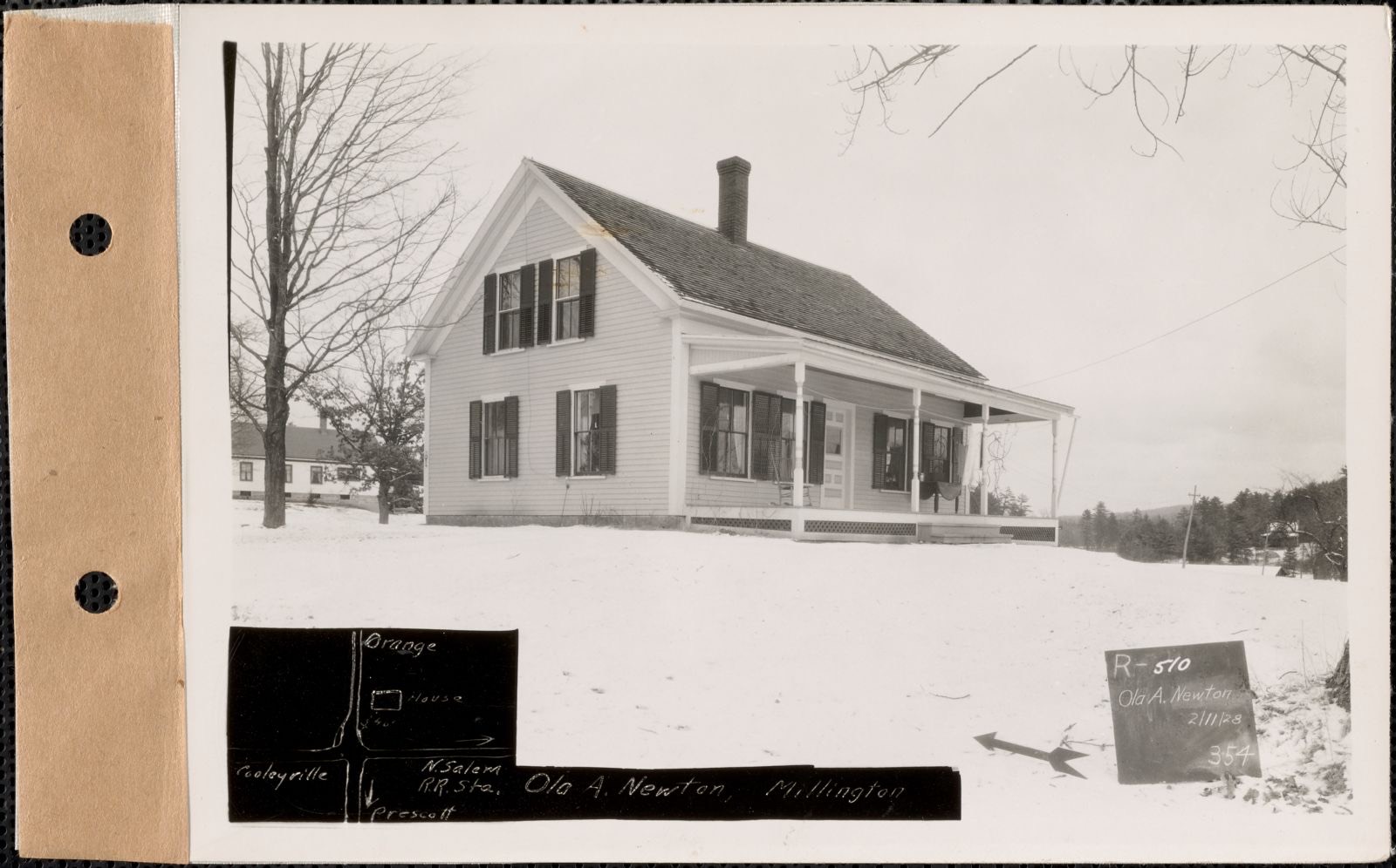 Ola A. Newton, house, Millington, New Salem, Mass., Feb. 11, 1928 Parcel no. 510-28, Ola A. Newton, Massachusetts Archives - undated