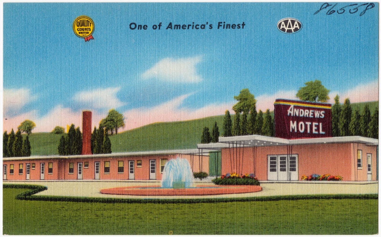 Andrews Motel, one of America's finest, best coffee shop and restaurant -- East Ohio -- reduced rates, Boston Public Library - undated