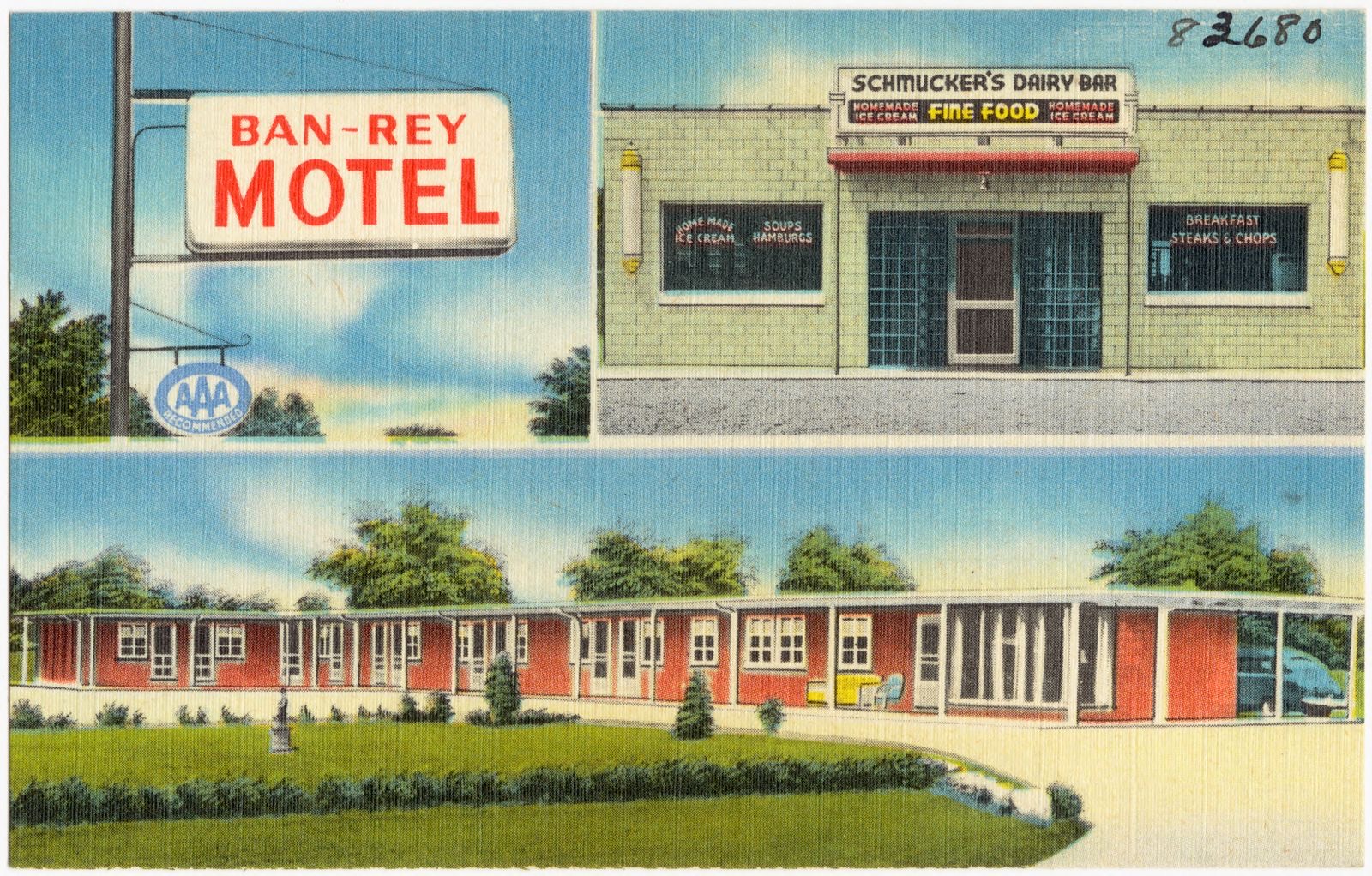 Ban-Rey Motel and Schmucker's Restaurant, Boston Public Library - undated