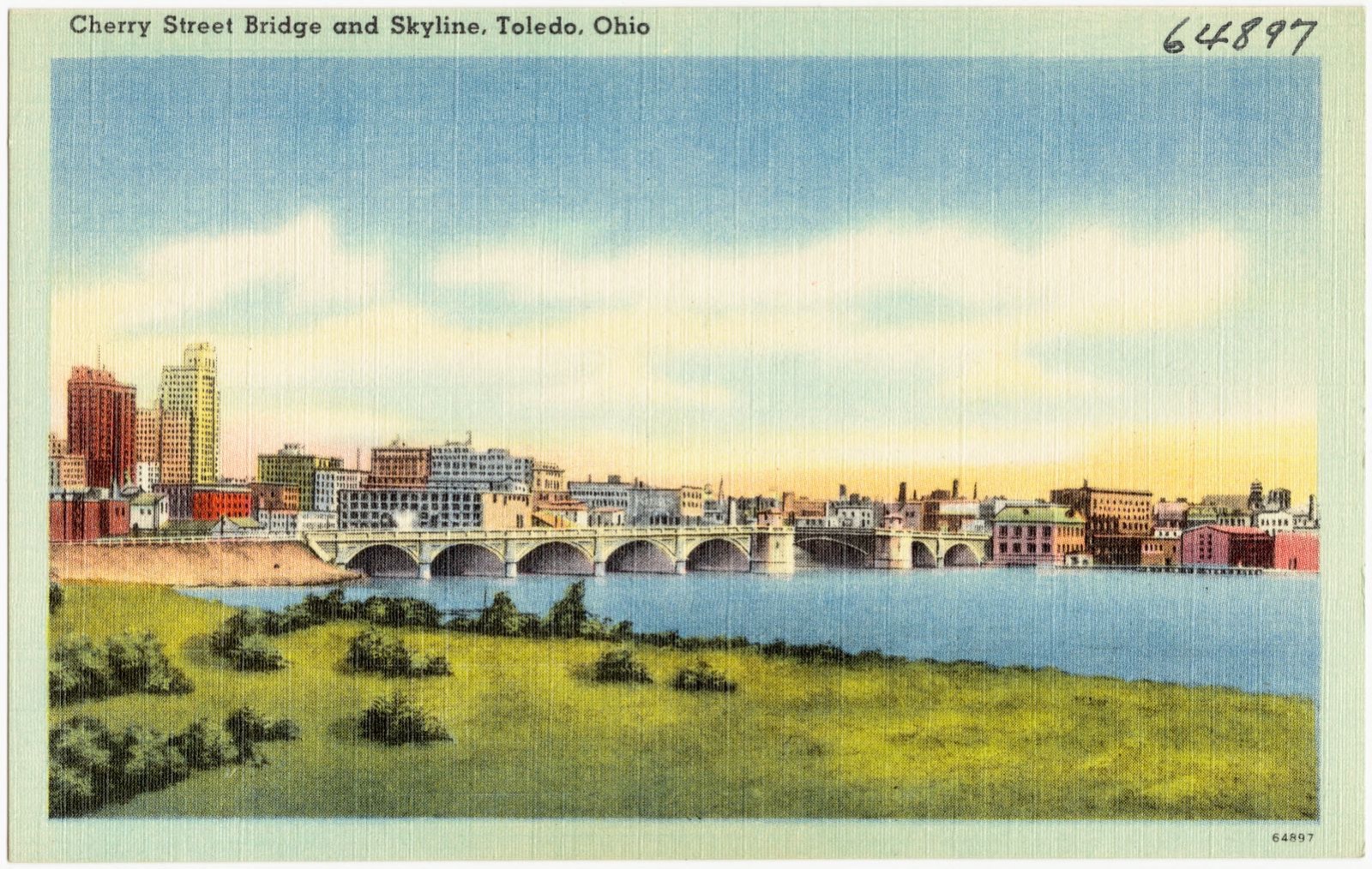 Cherry Street Bridge and skyline, Toledo, Ohio, Boston Public Library - undated