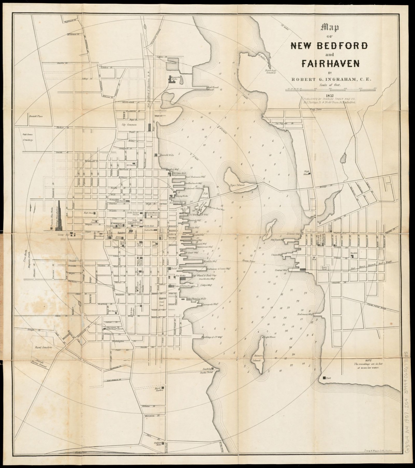 Map of New Bedford and Fairhaven, Boston Public Library - undated