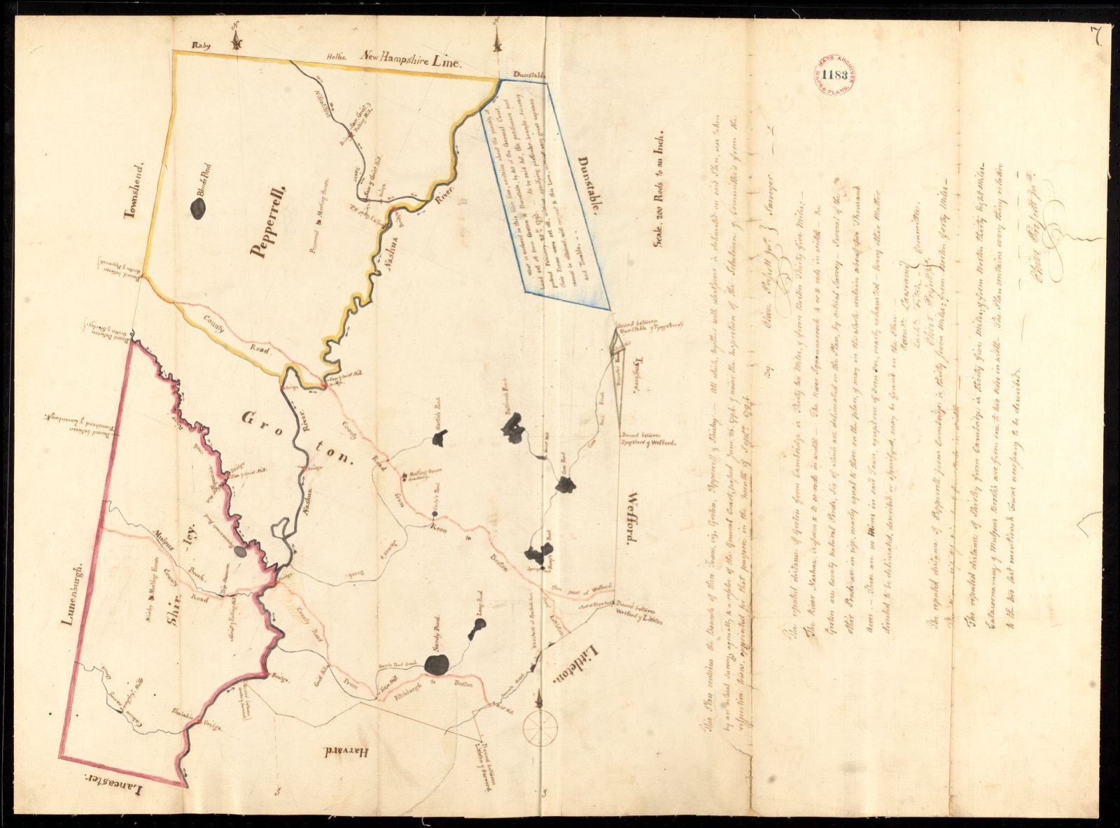 Plan of Groton, Pepperell and Shirley, made by Oliver Prescott, Jr., dated September, 1794., Massachusetts Archives - undated