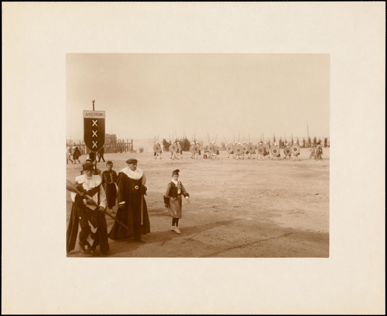 Plymouth Tercentenary Pageant, episode III, scene 1: march of the Dutch cities of Charity (Amsterdam), Plymouth Public Library - undated
