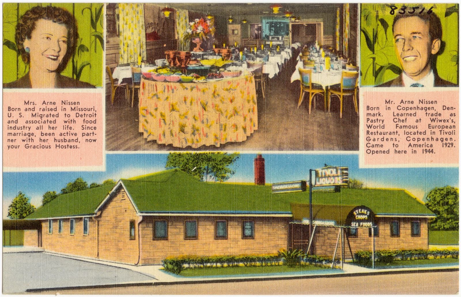 Mr. and Mrs. Arne Nissen's Tivoli Smorgasbord Restaurant and Cocktail Lounge, Boston Public Library - undated