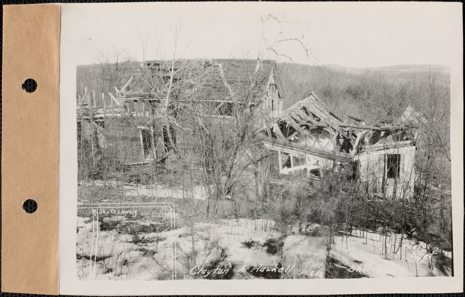 Clayton A. Haskell, dilapidated buildings, Shutesbury, Mass., Mar. 8, 1928 Parcel no. 426-8, Clayton A. Haskell, Massachusetts Archives - undated