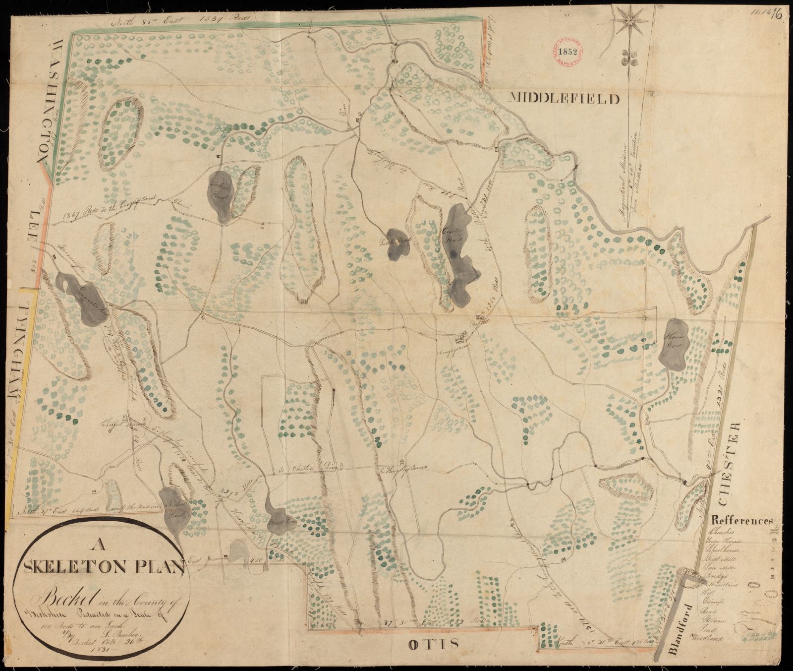 Plan of Becket made by Luke Barber, dated October 26, 1831, Massachusetts Archives - undated