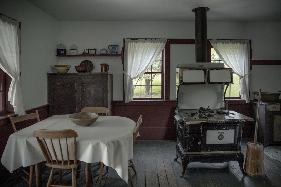 Farmhouse kitchen at Yoder's Amish Home, an authentic Amish farm that began accepting visitors in 1983 near Walnut Creek in central Ohio, along the "Amish Country Byway"