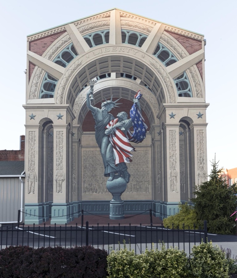 The 2001 "Liberty Remembers Our Veterans" mural in Bucyrus, Ohio, was created by Eric Grohe of Marysville, Washington