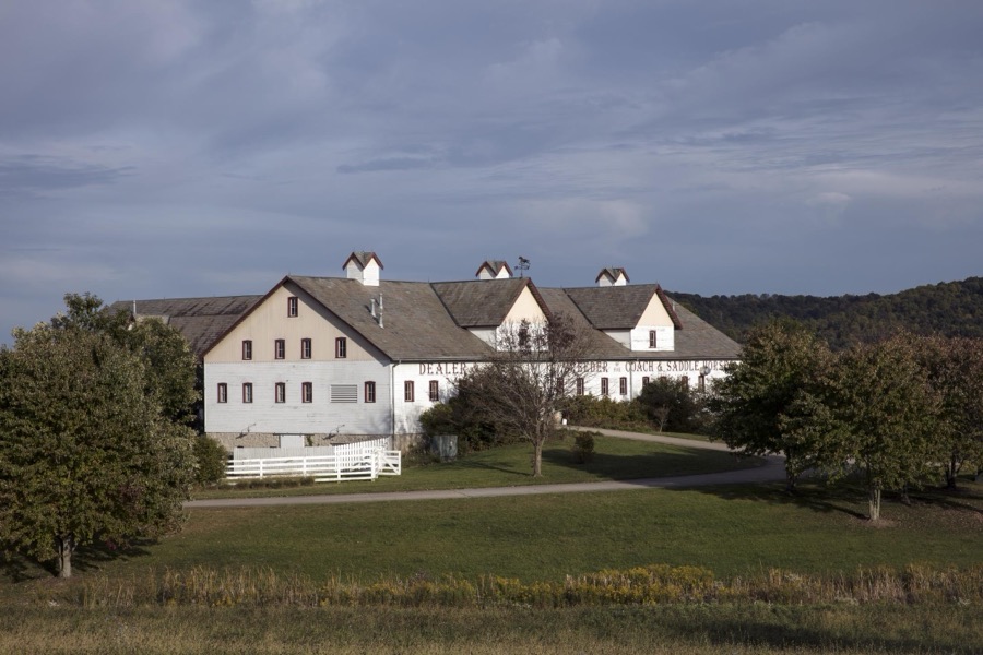 A huge barn with many gables at the "Longaberger Homestead," a complex of office buildings, shops, farm buildings, and restaurants in Frayzesburg, to which the Longaberger Co. moved all its operations in 2016