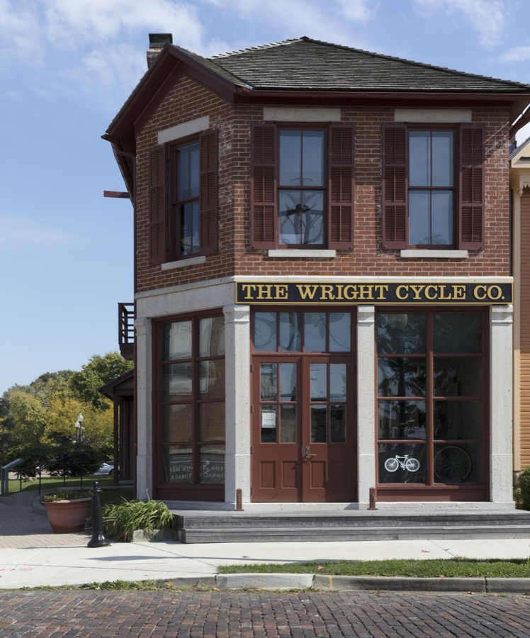 The Wright Cycle Co. building in West Third Street's old "Miami City" neighborhood, across the Great Miami River from downtown Dayton, Ohio