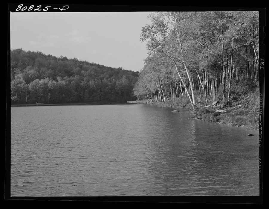 Lake in Savoy Mountain State Park created by CCC (Civilian Conservation Corps). Savoy Mountain State Park, Massachusetts