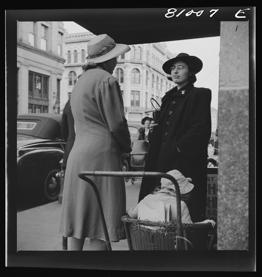 Women talk. Street scene at Holyoke, Massachusetts