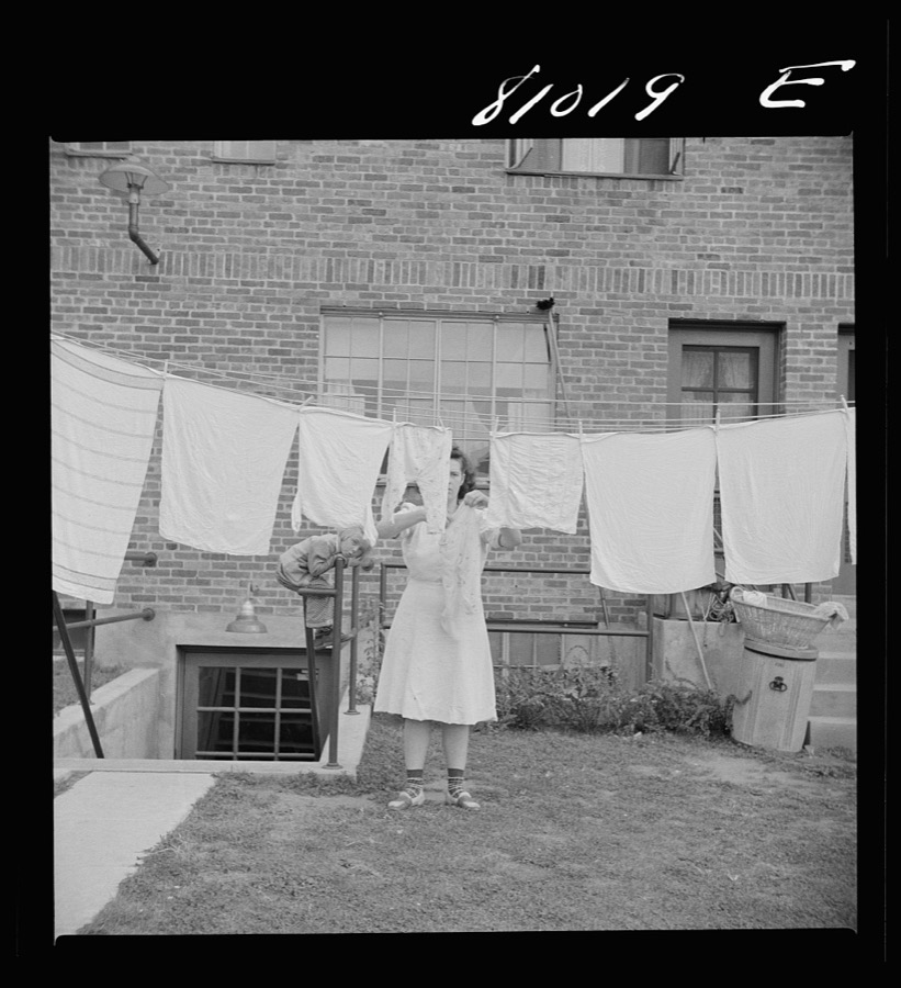 Plenty of room to hang out washing in the FHA (Federal Housing Administration) low income housing project at Holyoke, Massachusetts