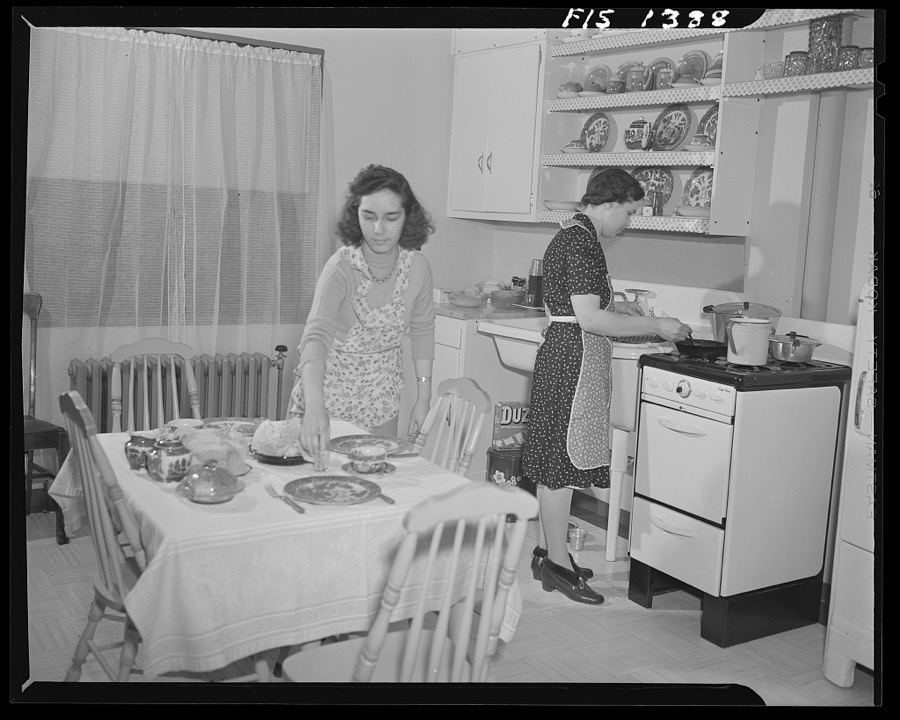 New Bedford, Massachusetts. Dinnertime in the home of a Portuguese house painter