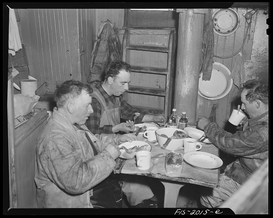 Provincetown, Massachusetts. Aboard the Frances and Marion, a Portuguese drag trawler, fishing off Cape Cod. Dinner aboard