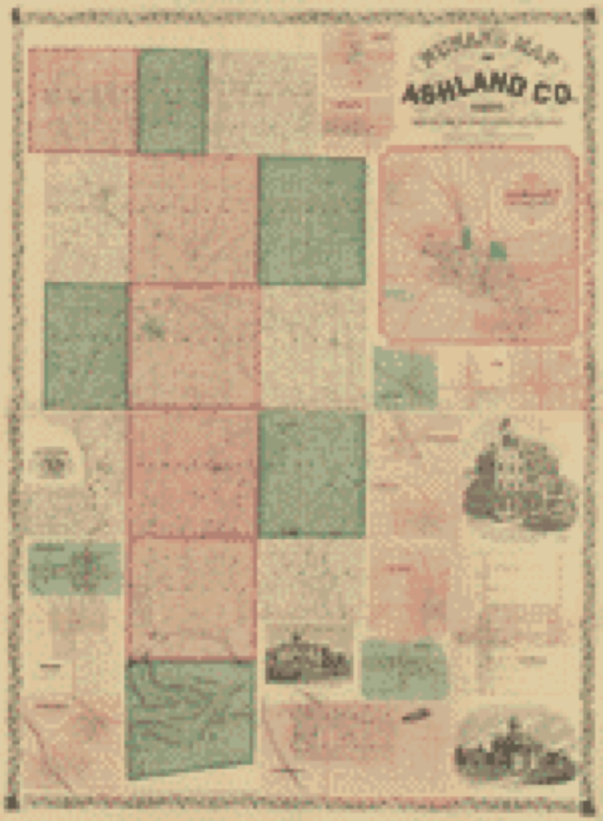Land ownership map, 1861 - Nunan's map of Ashland Co., Ohio : showing the sections, farms, lots, & villages
