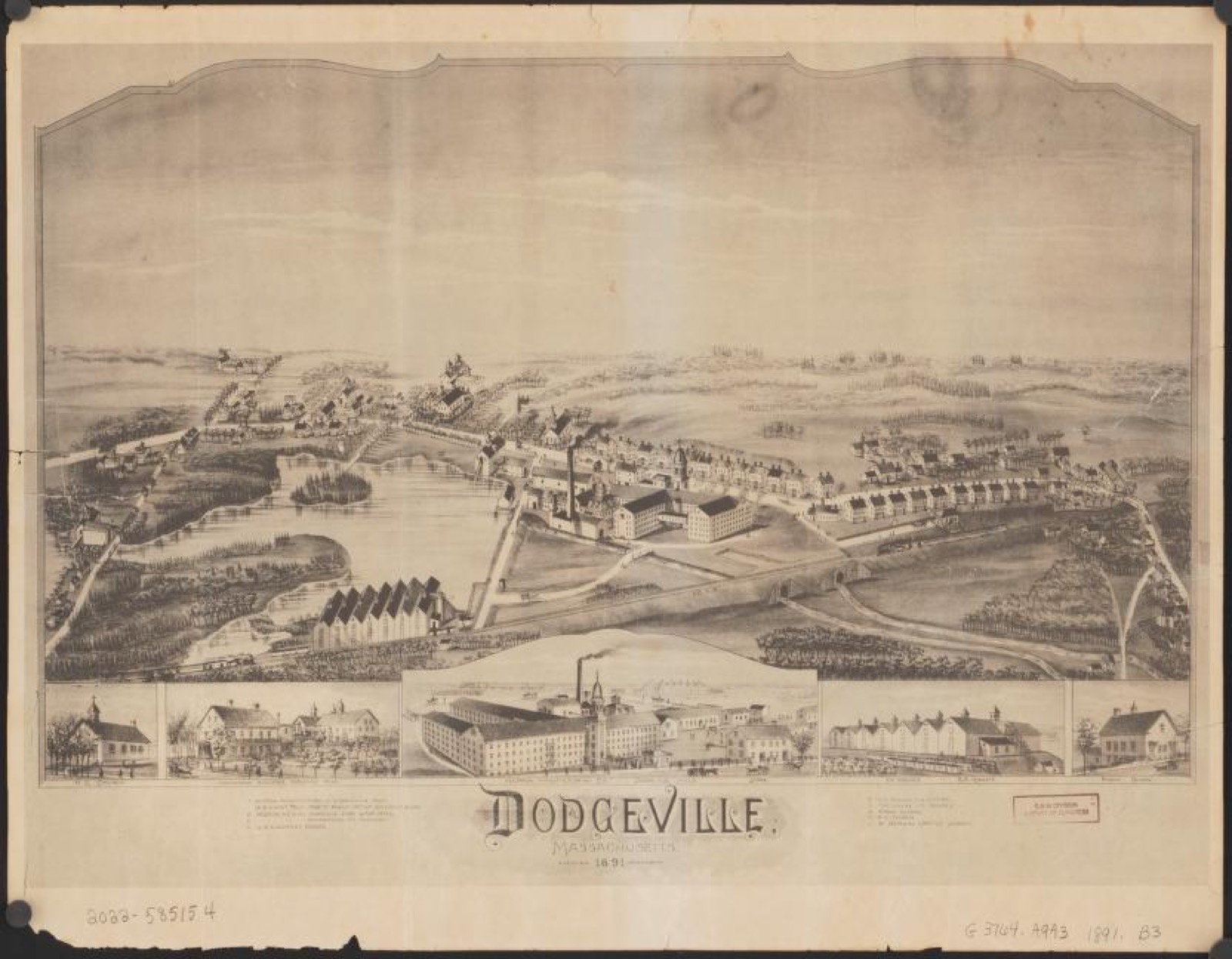 Bird's-eye view, 1891 - Dodgeville, Massachusetts