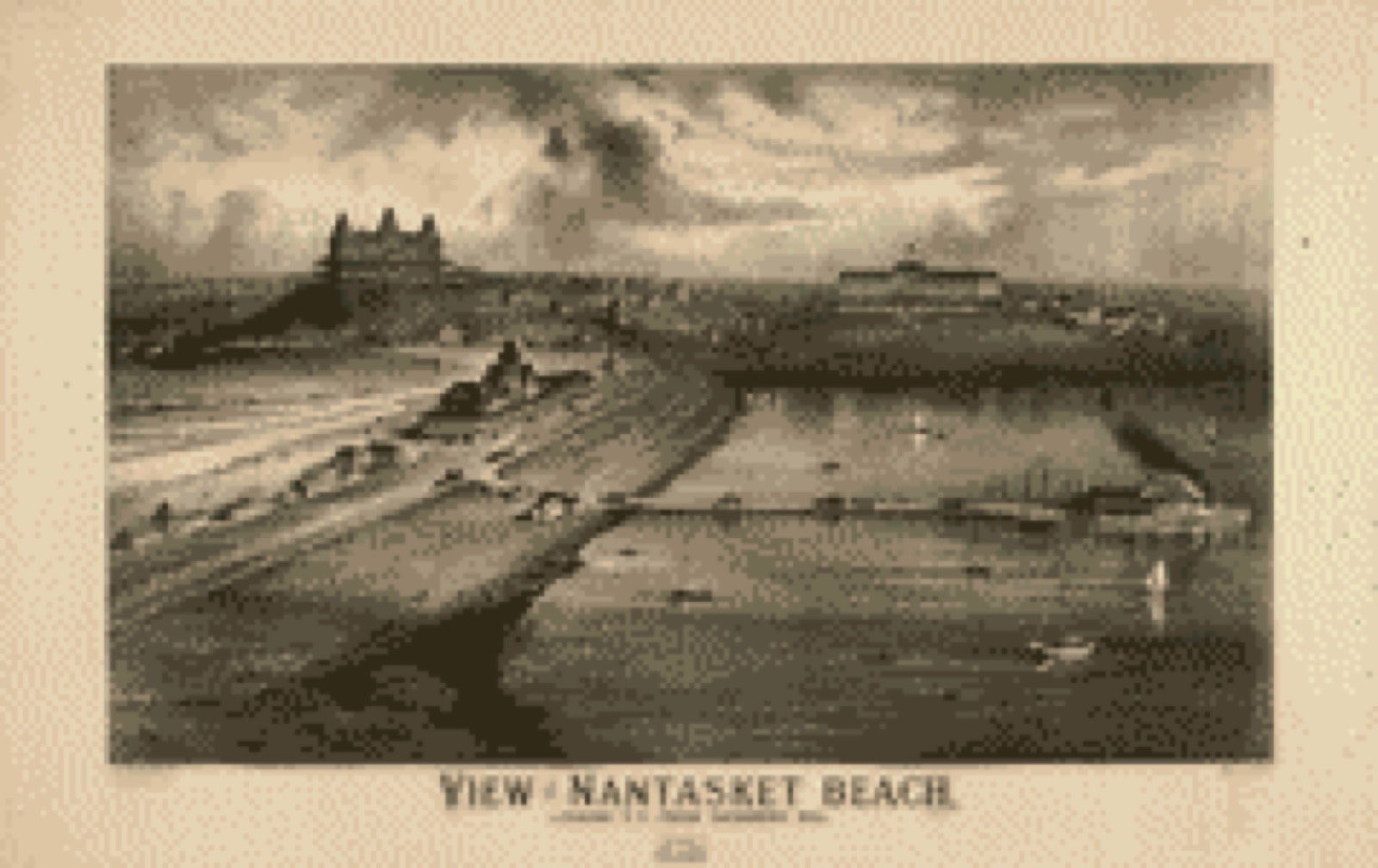 Bird's-eye view, 1879 - View of Nantasket Beach, looking S.E. from Sagamore Hill