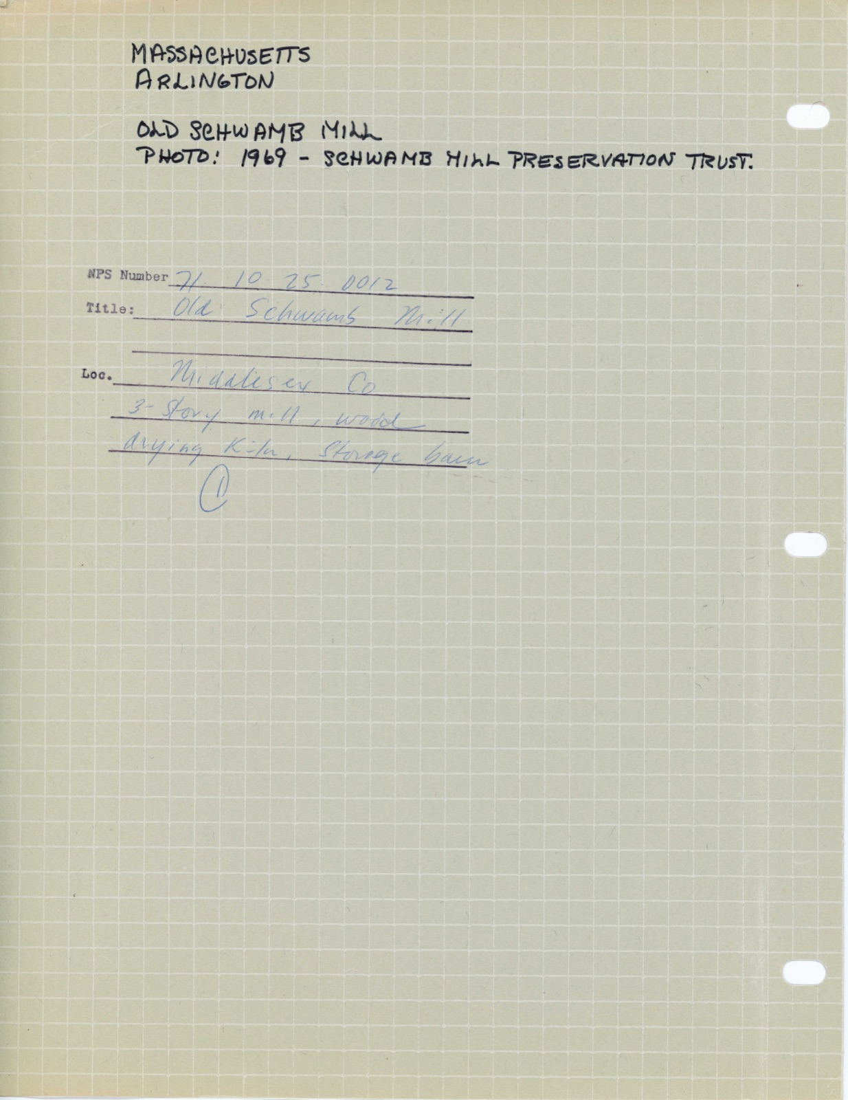 Old Schwamb Mill, photograph from the federal nomination
